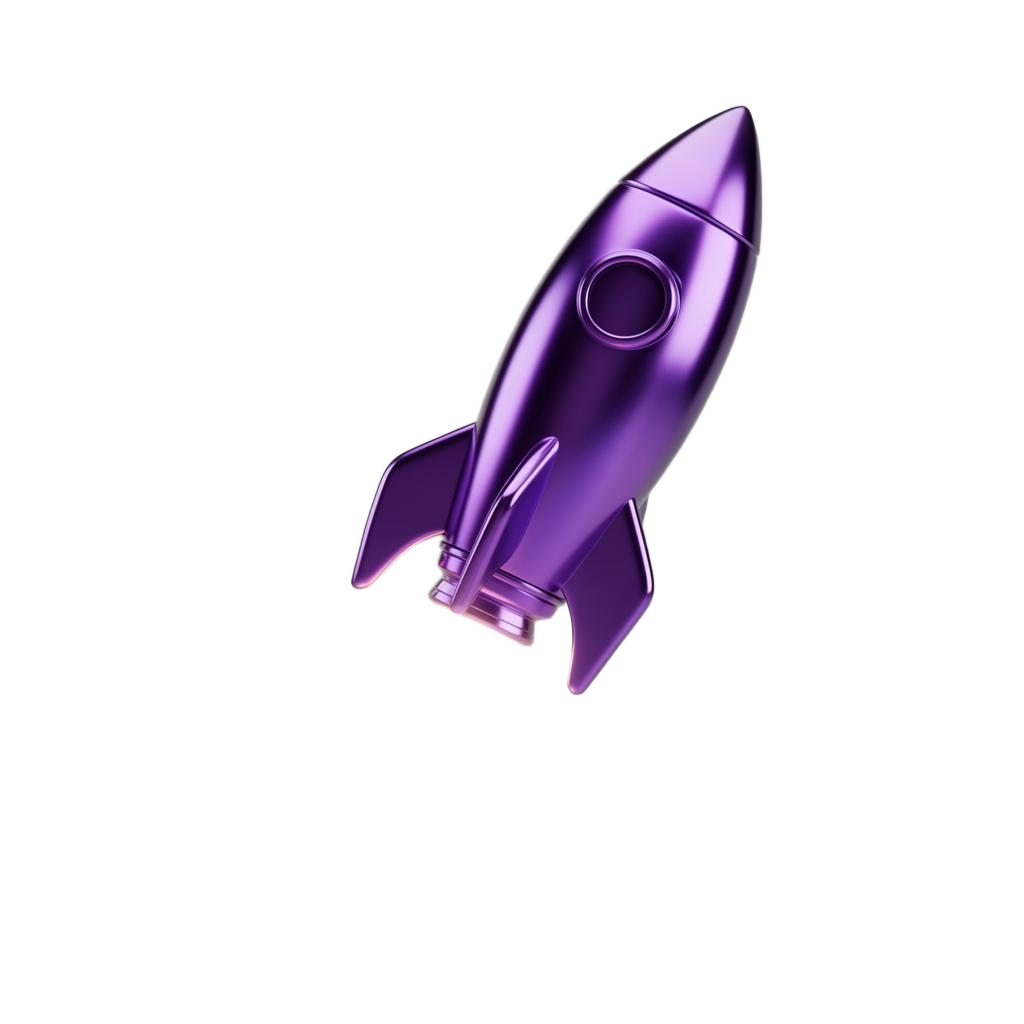 Fusée chromée violette 3D